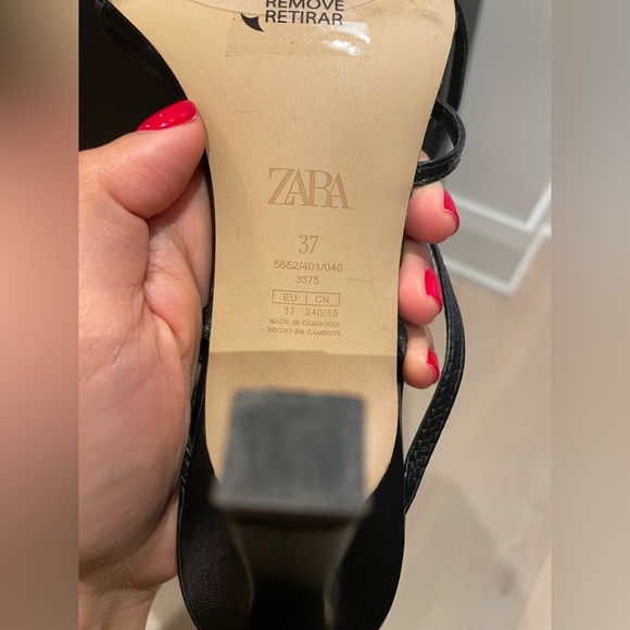 Zara heeled leather square toe sandals- size 37 - Picture 7 of 14